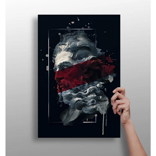 Insigne Aluminum Prints Classical Bust Red Splash Art | Insigneart USA | vintageantiquesgifts.com
