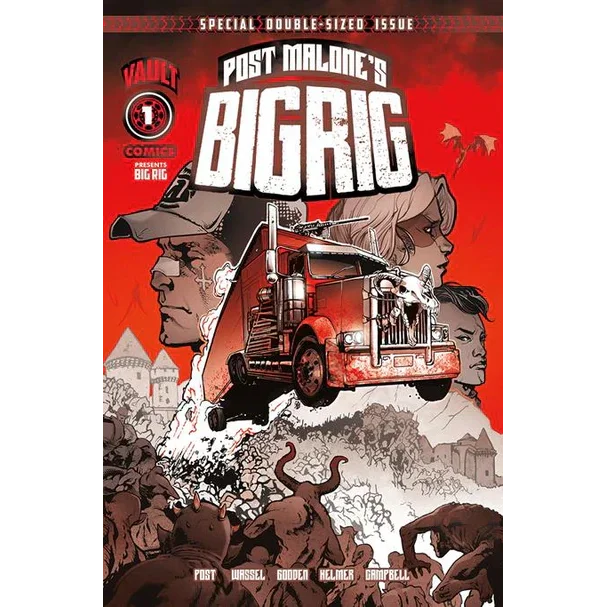 Post Malone Big Rig Comic cover with truck, characters, and demonic figures