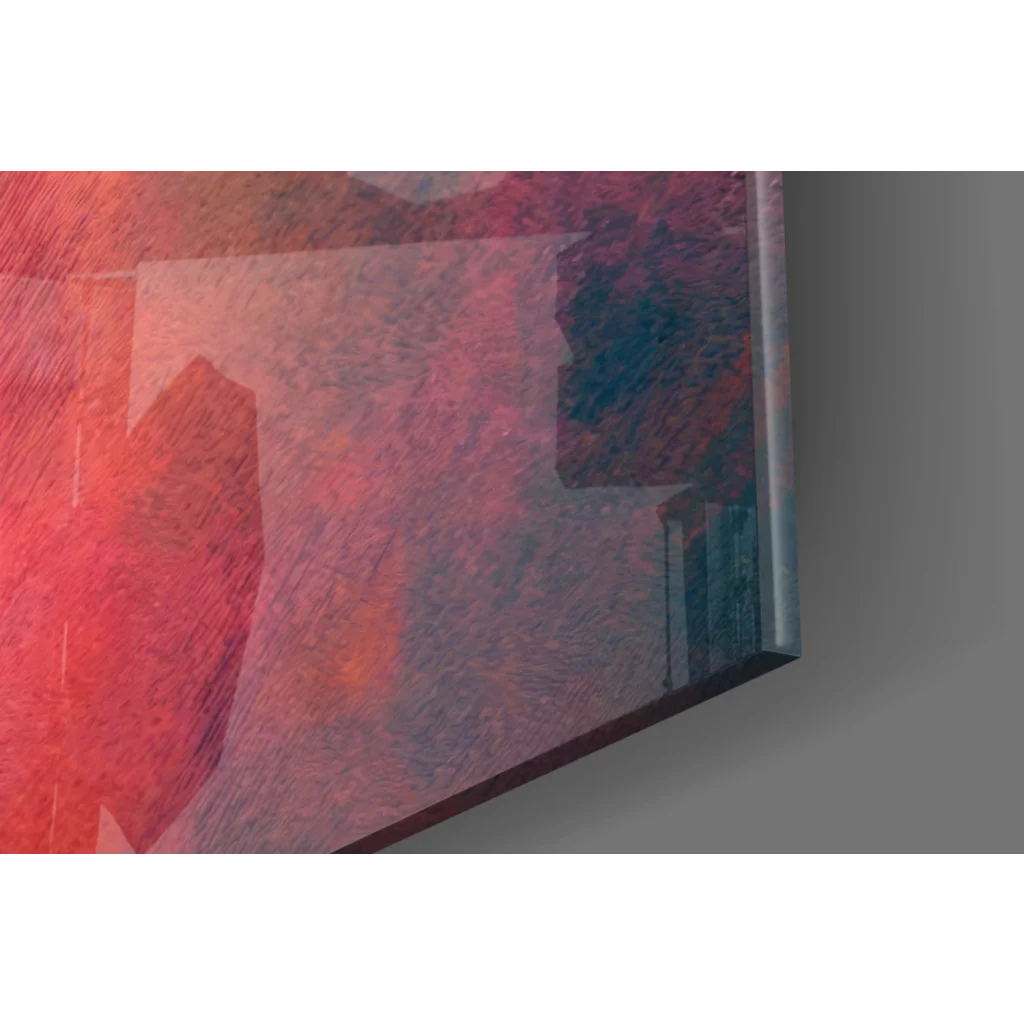 Abstract red pink teal brushstrokes on Pray watercolor canvas wall art