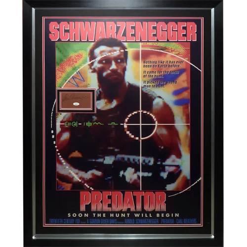 Deluxe framed Predator movie poster with Arnold Schwarzenegger autograph