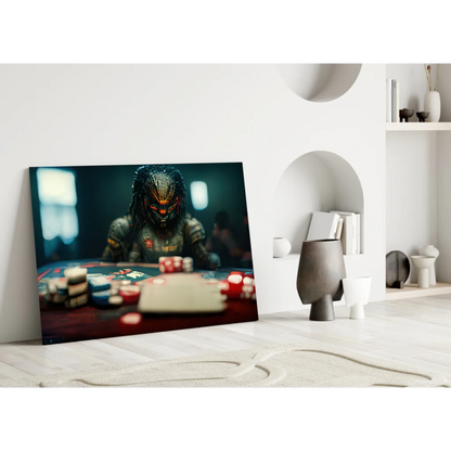 Predator poker chips glass wall art set for game rooms