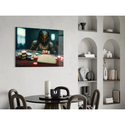 Predator poker chips glass wall art set for game rooms