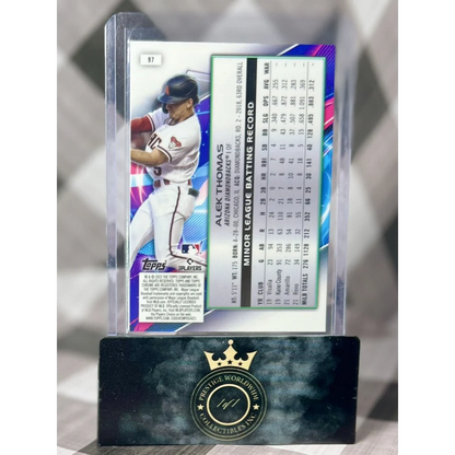 Premium 2019 Topps Chrome display case from Prestige Worldwide with vibrant purple blue gradient design