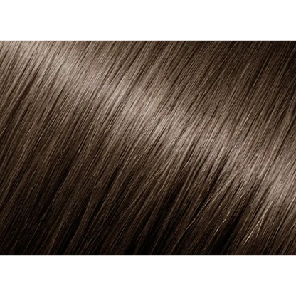 Rich ash brown human hair tape in extensions with subtle highlights for a natural look