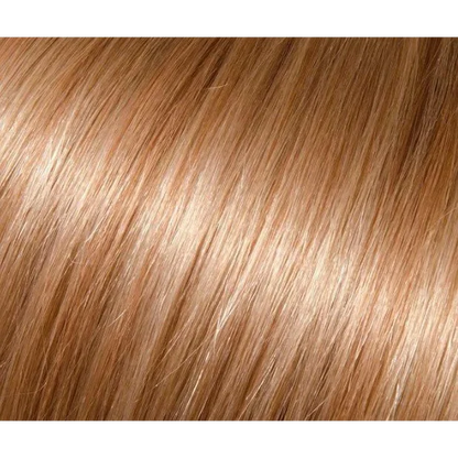 Swatch of light brown dirty blonde hair with shine for Premium Keratin Fusion Hair Extensions in Rich Auburn Brown