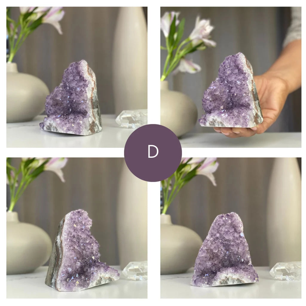 Polished pink amethyst geode in luxury gift box