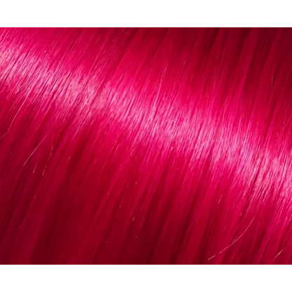Vibrant fuchsia pink human hair extensions with glossy finish for a stunning look