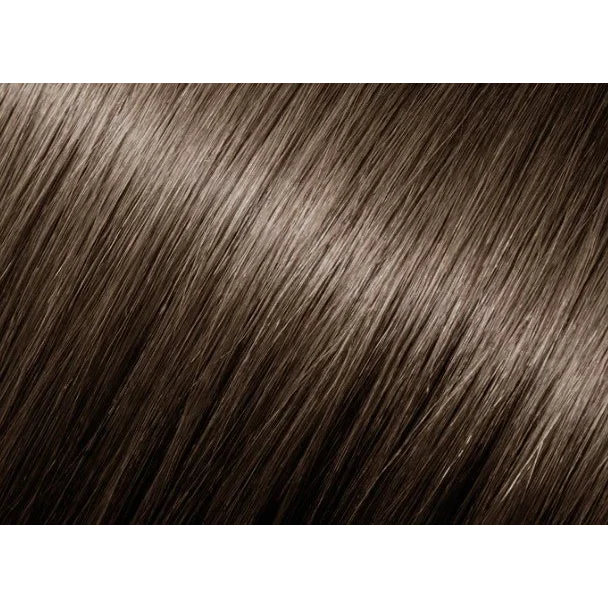 Ash brown human hair extensions with subtle highlights for natural 360 degree movement