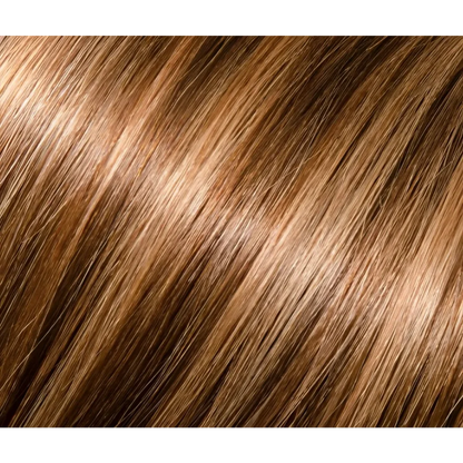 Premium I-Tip Human Hair Extensions with golden brown highlights and 360 degree movement