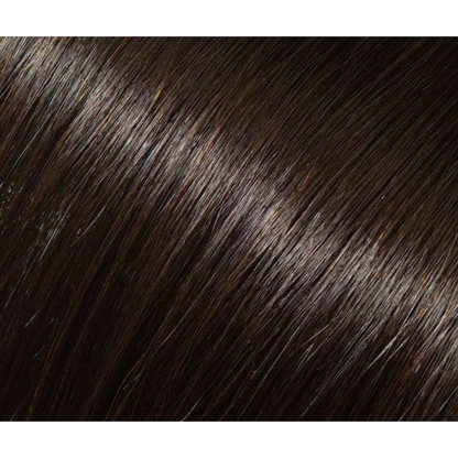 Shiny dark brown human hair extensions with smooth strands for a natural look