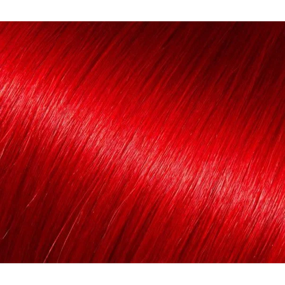 Vibrantly red sleek human hair extensions from Premium I-Tip Hair Extensions with 360 Degree Movement