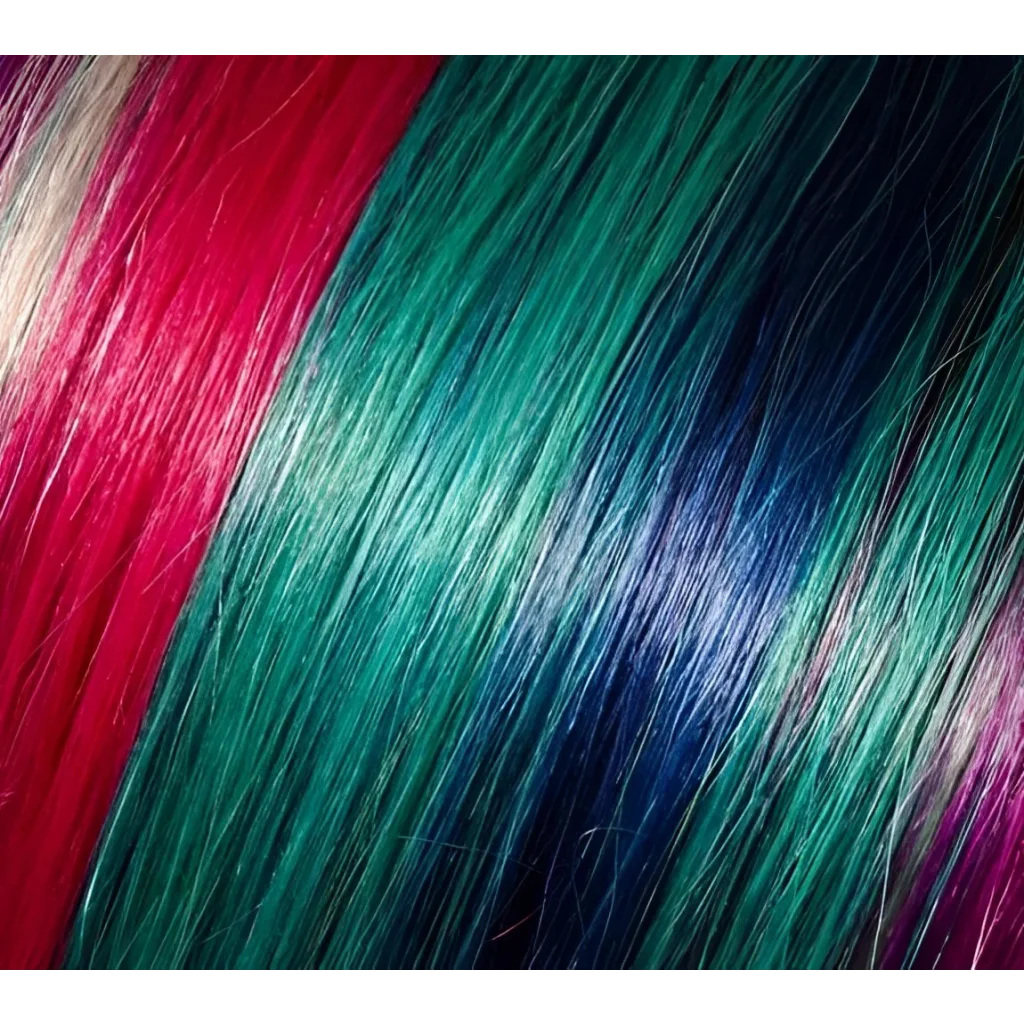 Brightly colored human hair extensions with 360 degree movement for a stylish look