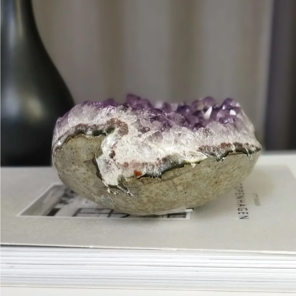 Stunning premium Uruguayan amethyst cave geode with vibrant purple crystals