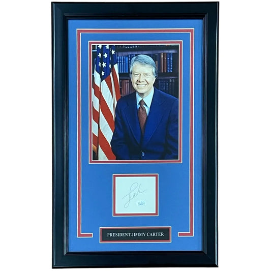 President Jimmy Carter autographed signature series frame with portrait