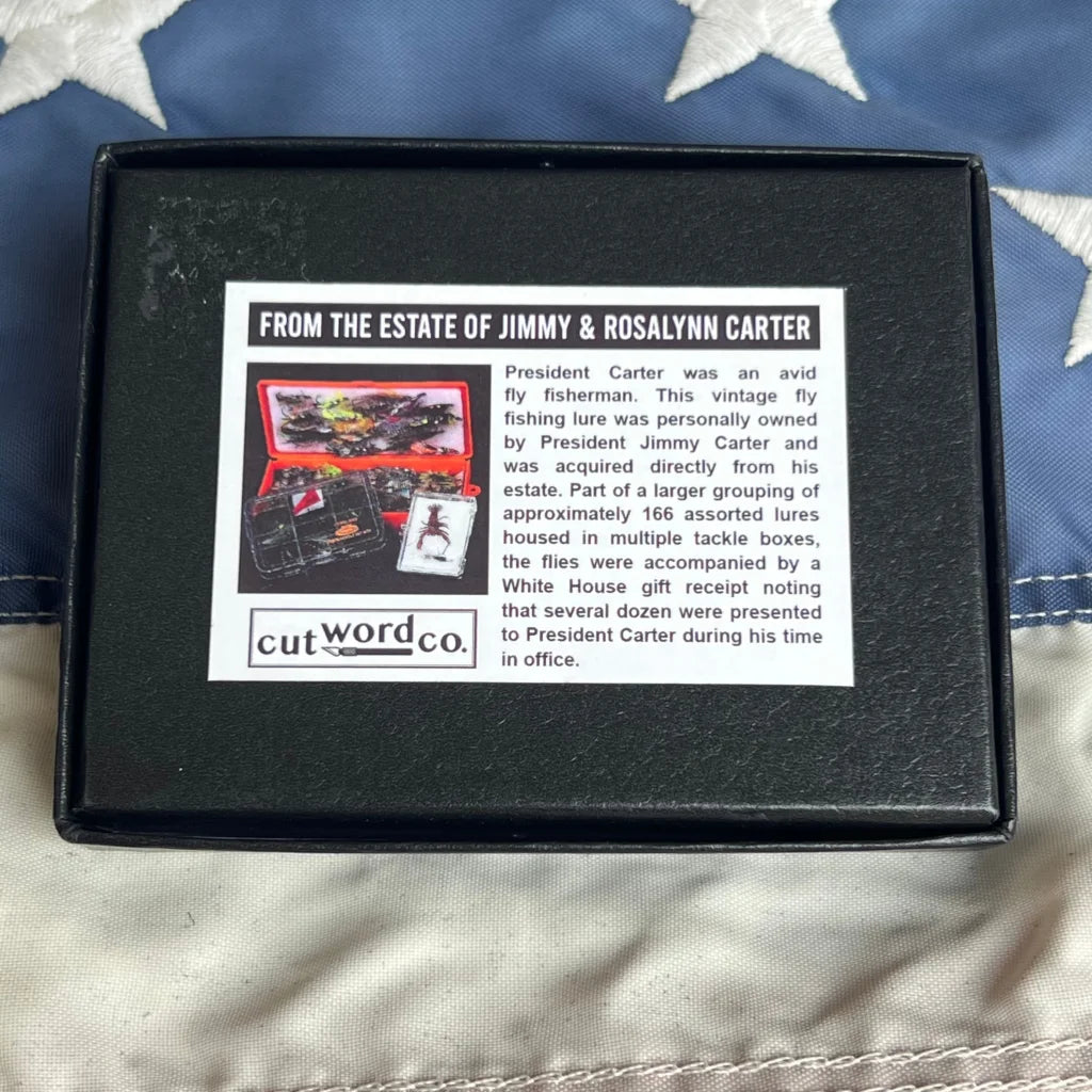 President Jimmy Carter Personally Owned Fly Fishing Lure From his Estate | Authenticated Historical Autograph Card | vintageantiquesgifts.com