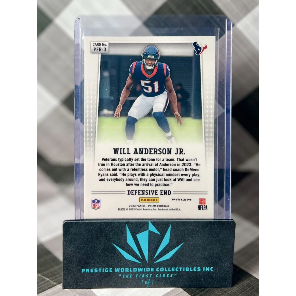 Prestige Worldwide Collectibles Will Anderson Jr Prizm Rookie Card
