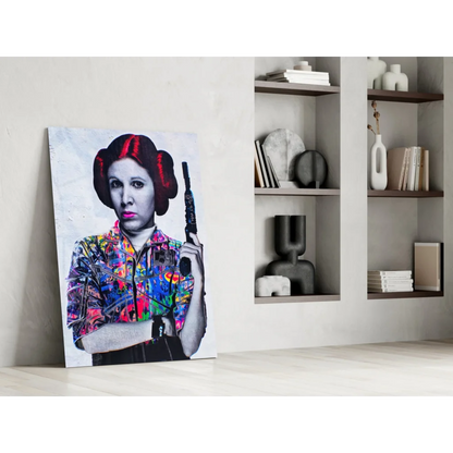 Colorful Princess Leia floral shirt glass wall art print 24x36