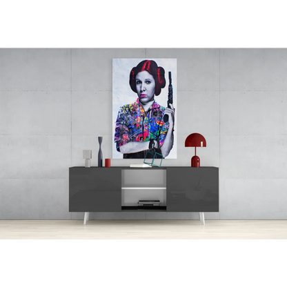 Princess Leia pop art glass wall print 24x36