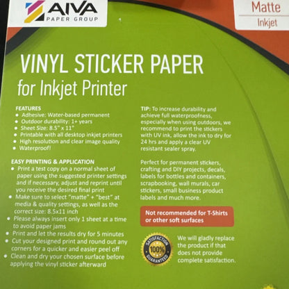 Green printable vinyl sticker paper by Aiva Paper Group for inkjet printers