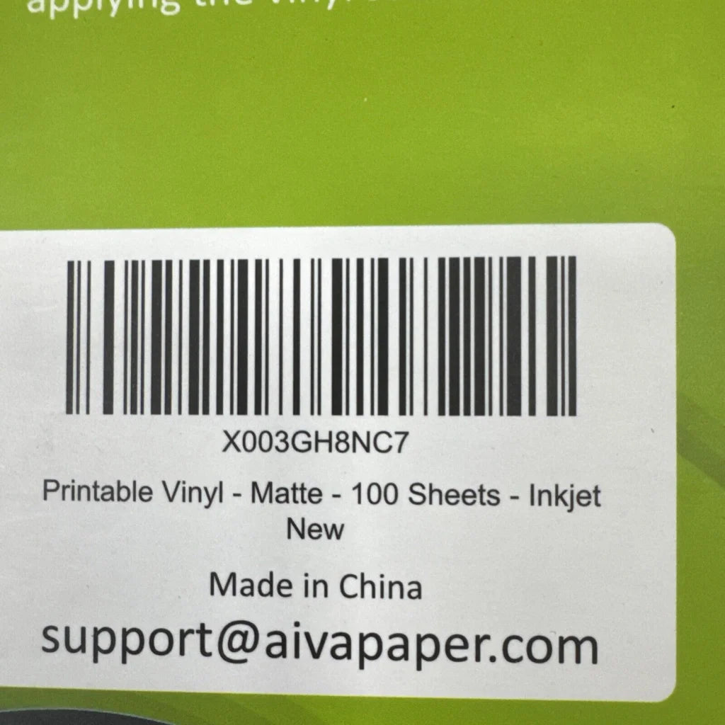 Printable vinyl sticker paper matte white 100 sheets inkjet barcode label