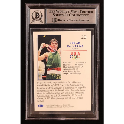Pristine Oscar De La Hoya Signed 1992 Olympic Boxing Card BGS 10 Gem Mint