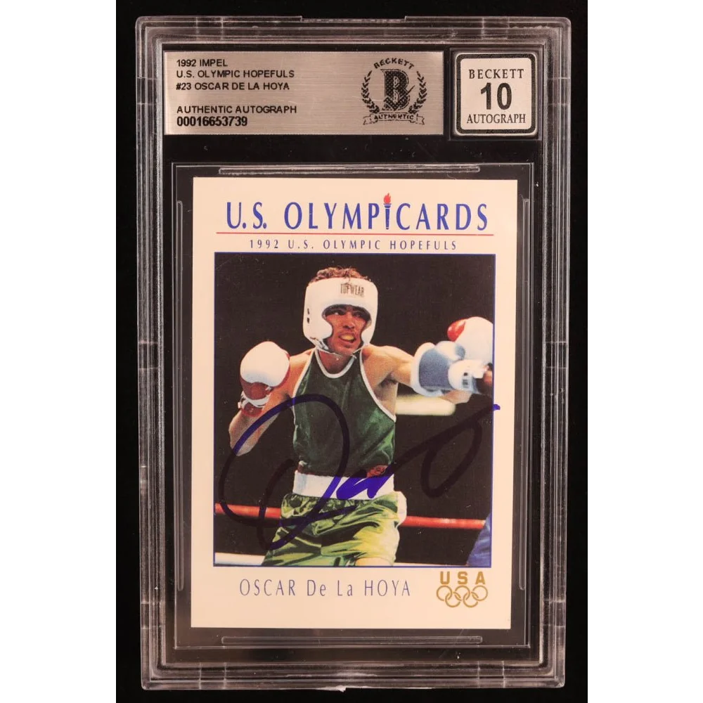 Autographed 1992 Impel U.S. Olympic Card Oscar De La Hoya BGS 10 Gem Mint