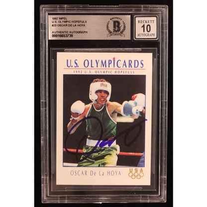 Autographed 1992 Impel U.S. Olympic Card Oscar De La Hoya BGS 10 Gem Mint