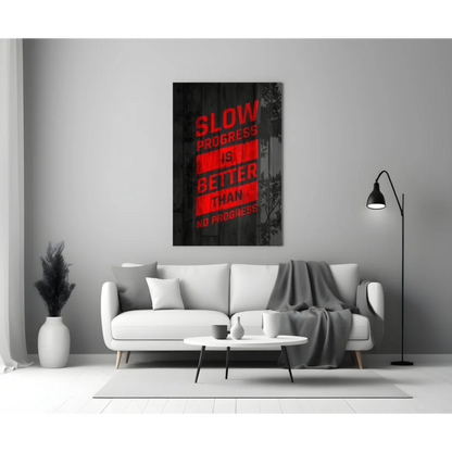 Motivational Progress Canvas Wall Art in Bold Red and Black | Modern Wall Art Decor | vintageantiquesgifts.com