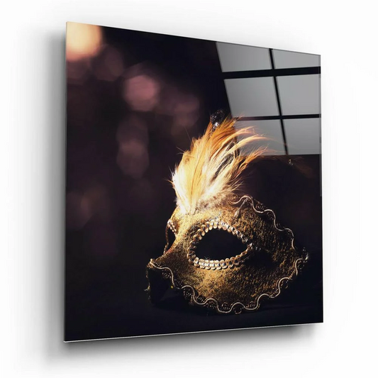 Luxe Gold Feather Masquerade Wall Art with Ornate Beading | Insigneart USA | vintageantiquesgifts.com