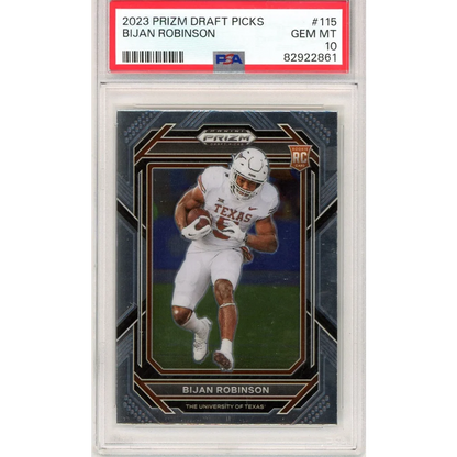 2023 Prizm Draft Picks Bijan Robinson rookie football card PSA GEM MT 10