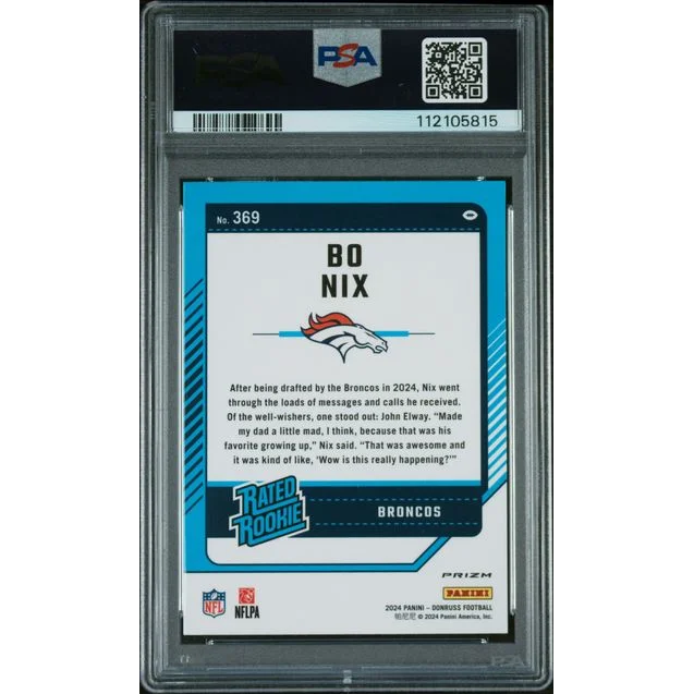 PSA 10 Bo Nix 2024 Donruss Optic Pink Rookie Card