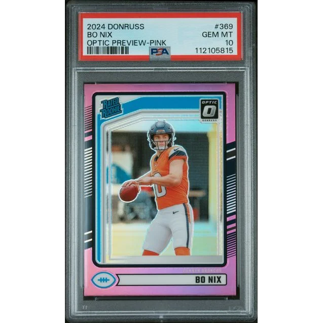 PSA 10 Bo Nix 2024 Donruss Optic Pink Rookie Card Gem MT 10
