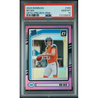 PSA 10 Bo Nix 2024 Donruss Optic Pink Rookie Card Gem MT 10