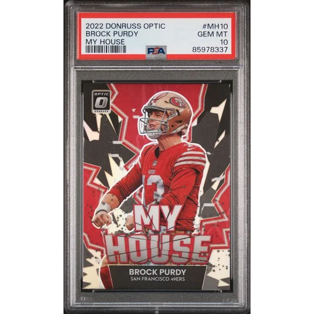 2022 Donruss Optic Brock Purdy My House football card PSA GEM MT 10 slab