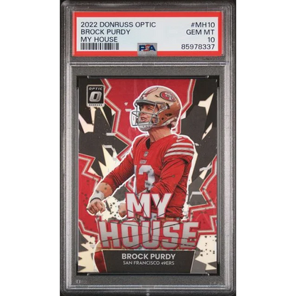 2022 Donruss Optic Brock Purdy My House football card PSA GEM MT 10 slab