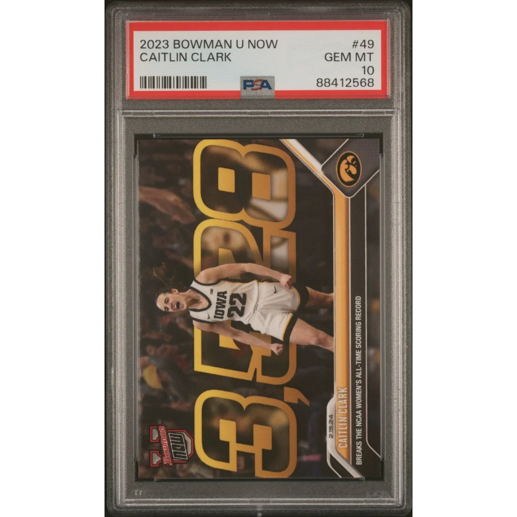 2023 Bowman U Now Caitlin Clark Rookie Card PSA GEM MT 10 in a product shot