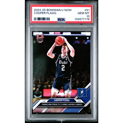 PSA 10 2024-25 Bowman U Now Cooper Flagg Rookie Card #51 GEM MT 10