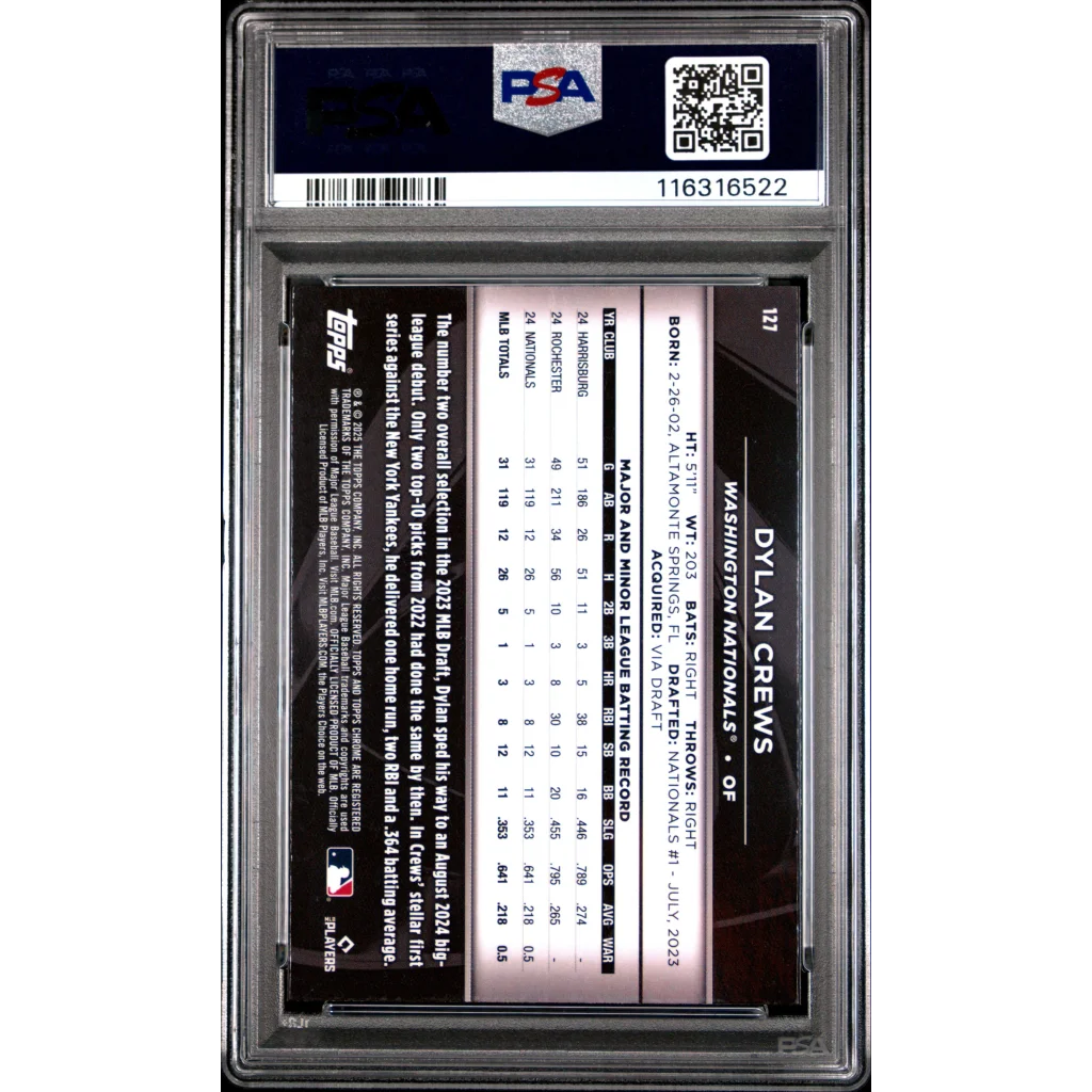 PSA 10 Dylan Crews 2023 Topps Chrome Black black and white gem mint card
