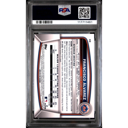 PSA 10 2023 Bowman Chrome Francisco Alvarez card #49