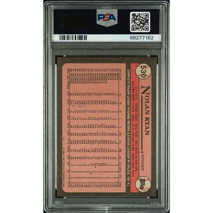 1986 Topps Nolan Ryan baseball card with red and white design and player stats