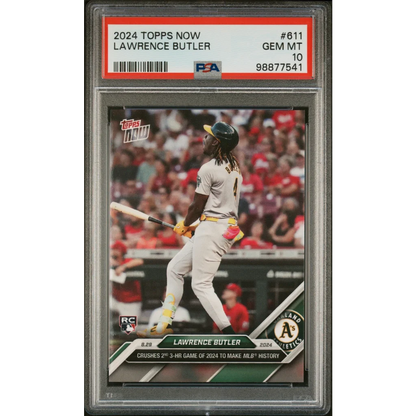 Encased 2024 Topps Now Lawrence Butler Baseball Card graded GEM MT 10 by PSA