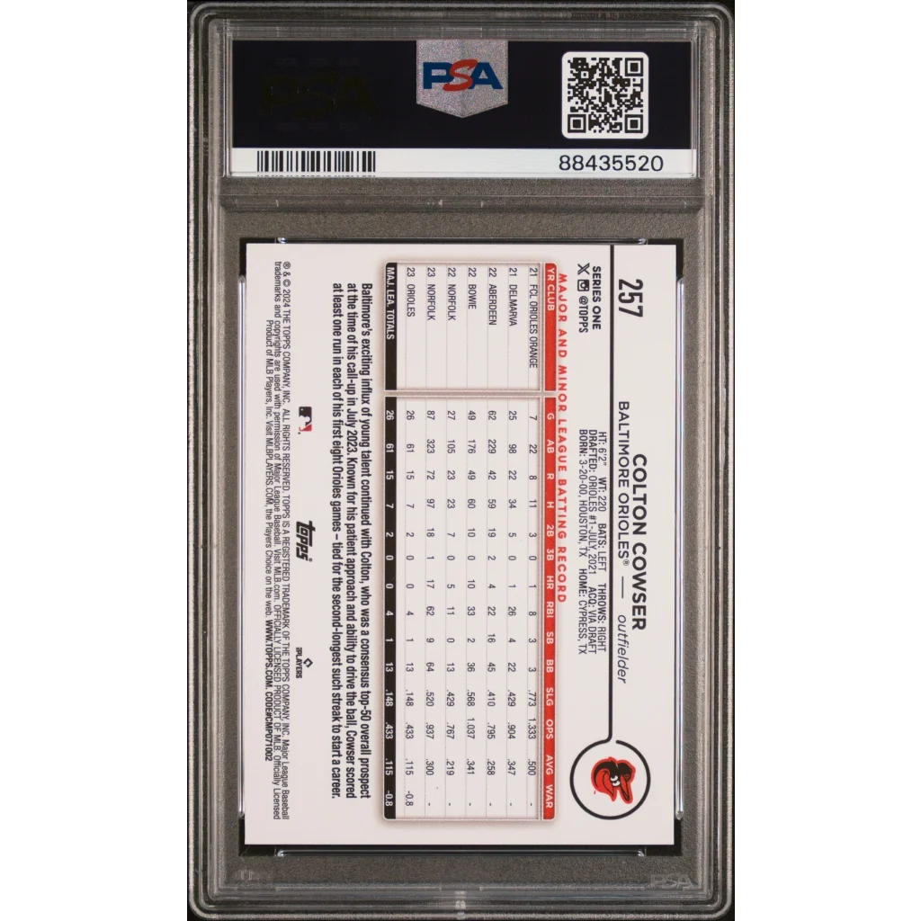 Graded PSA 10 Colton Cowser Gold Foil Baseball Card 2024 Topps product shot