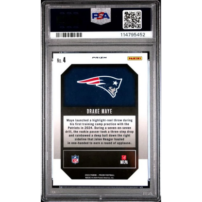 PSA 10 Gem Mint Drake Maye Prizm Emergent Green Rookie Card
