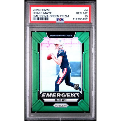 PSA 10 Gem Mint Drake Maye 2024 Prizm Emergent Green Rookie Card #4