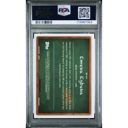 PSA 10 Gem Mint Emeka Egbuka 2023 Bowman Studious Stars green white card in plastic