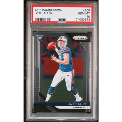 PSA 10 Gem Mint Josh Allen 2018 Panini Prizm Silver Rookie Card #205