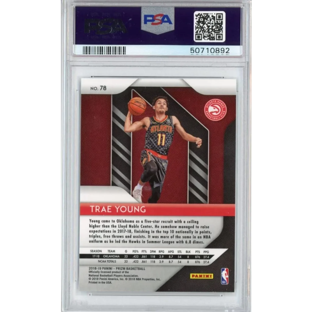PSA 10 Gem Mint Trae Young 2018 Panini Prizm Rookie Card basketball card