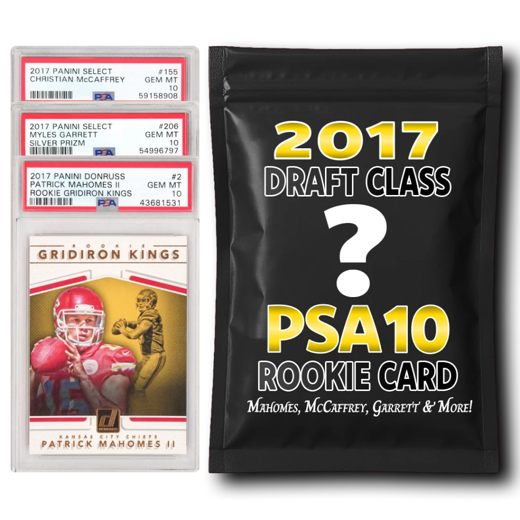 PSA 10 graded 2017 Panini Donruss Patrick Mahomes II rookie card slab