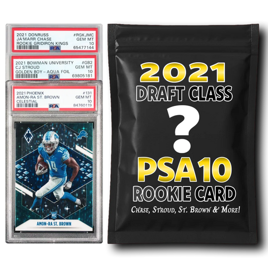 PSA 10 Graded 2021 NFL Rookie Card Mystery Pack | Hall of Fame Sports Memorabilia | vintageantiquesgifts.com