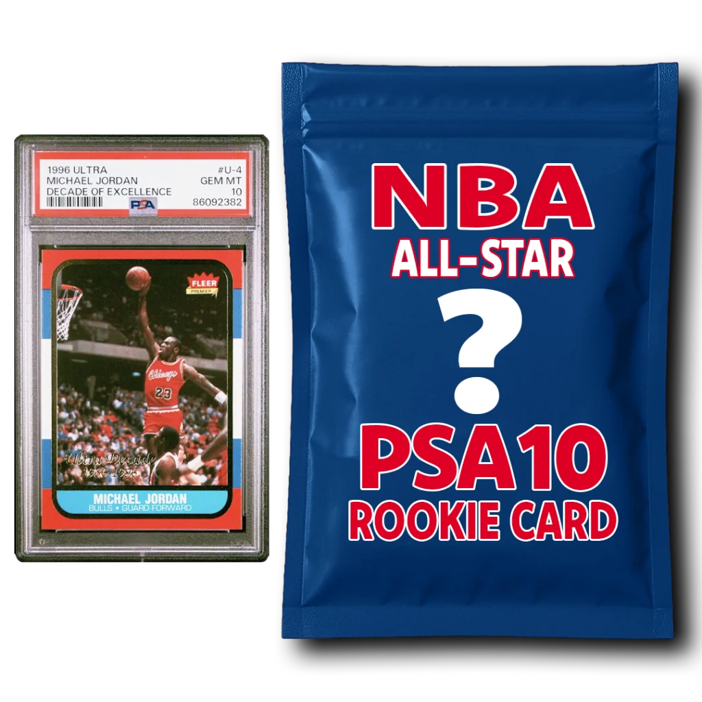 1996 ultra michael jordan decade of excellence psa 10 rookie card in panini prizm mystery pack